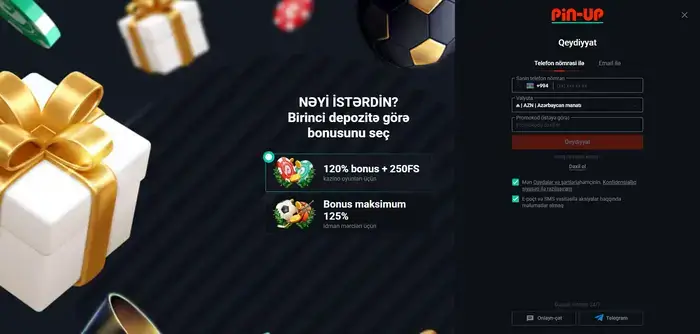 Pin-up bet bukmeker kontorunda qeydiyyat